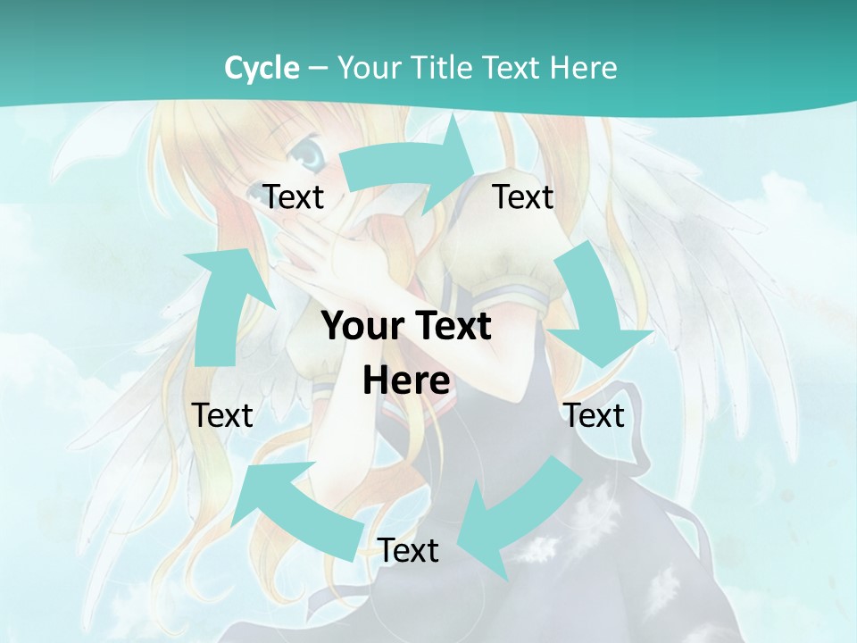 A Girl In A Blue Dress With Angel Wings PowerPoint Template