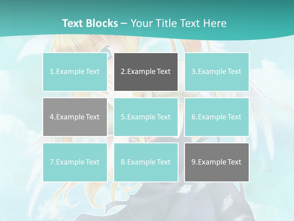 A Girl In A Blue Dress With Angel Wings PowerPoint Template