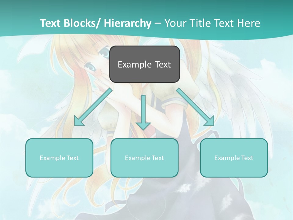 A Girl In A Blue Dress With Angel Wings PowerPoint Template