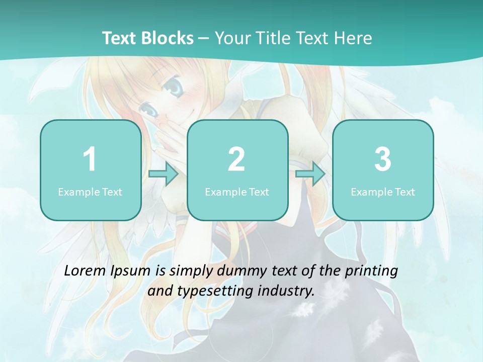 A Girl In A Blue Dress With Angel Wings PowerPoint Template