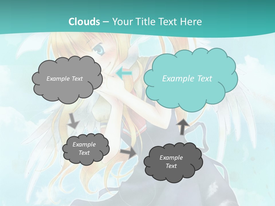 A Girl In A Blue Dress With Angel Wings PowerPoint Template