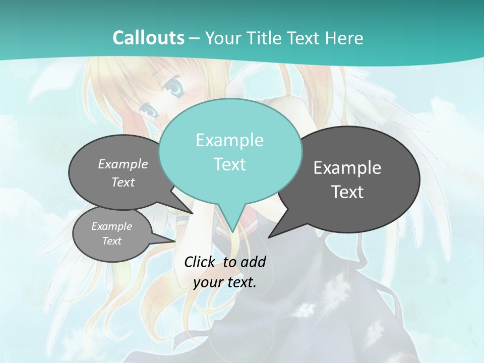 A Girl In A Blue Dress With Angel Wings PowerPoint Template