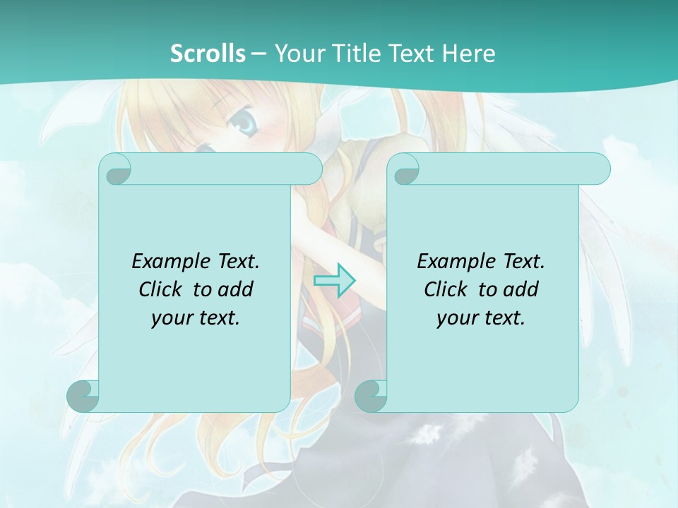 A Girl In A Blue Dress With Angel Wings PowerPoint Template