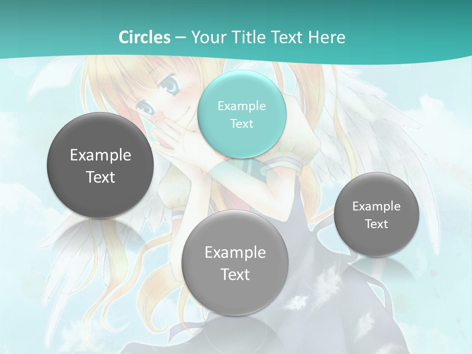 A Girl In A Blue Dress With Angel Wings PowerPoint Template