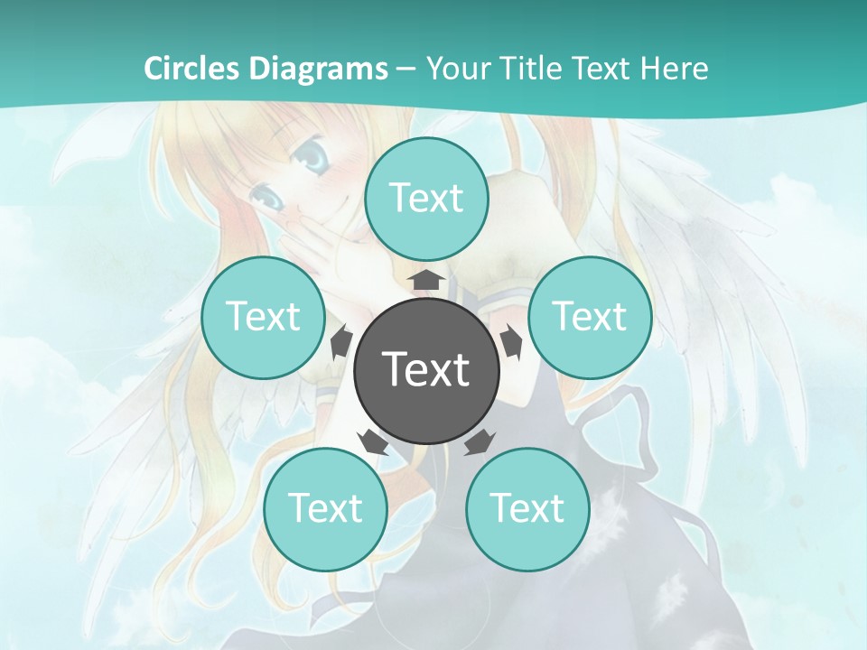 A Girl In A Blue Dress With Angel Wings PowerPoint Template