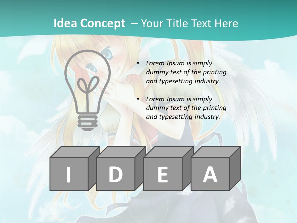 A Girl In A Blue Dress With Angel Wings PowerPoint Template