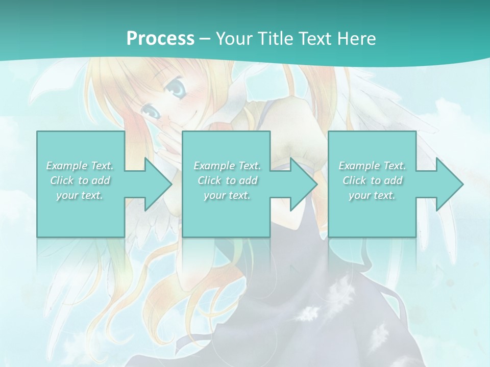 A Girl In A Blue Dress With Angel Wings PowerPoint Template