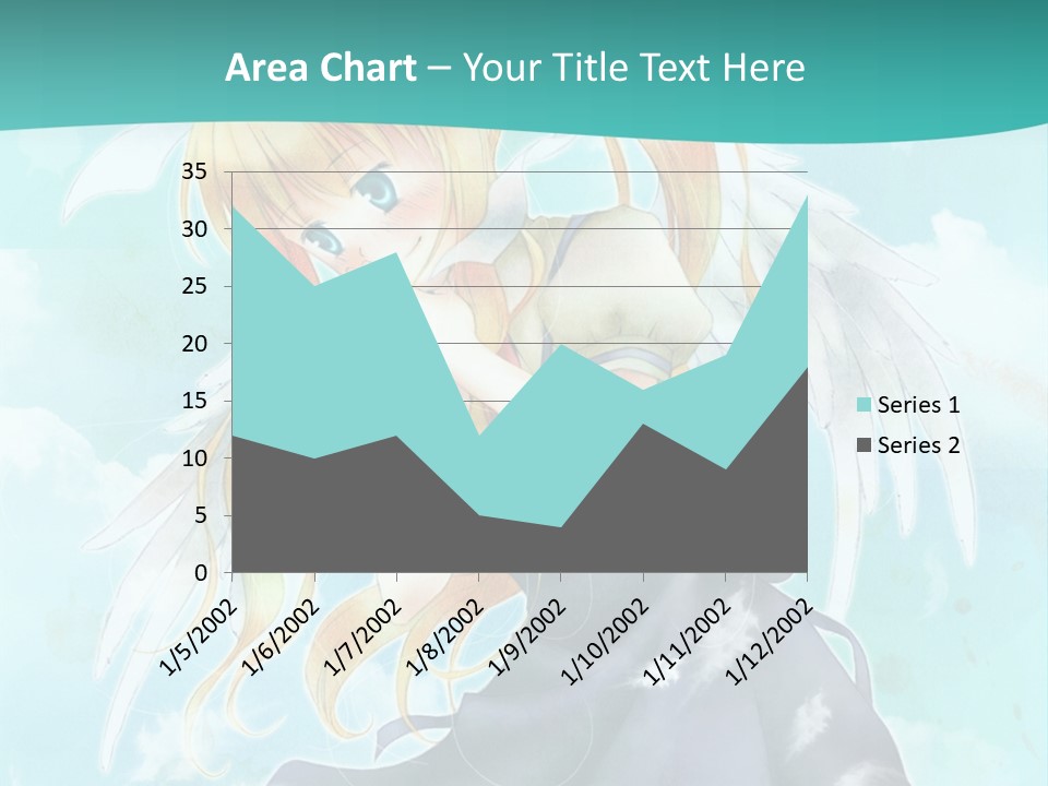 A Girl In A Blue Dress With Angel Wings PowerPoint Template