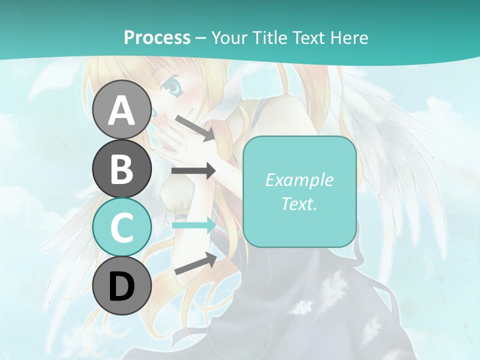 A Girl In A Blue Dress With Angel Wings PowerPoint Template