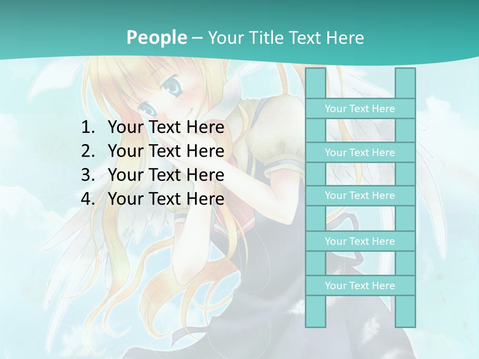 A Girl In A Blue Dress With Angel Wings PowerPoint Template