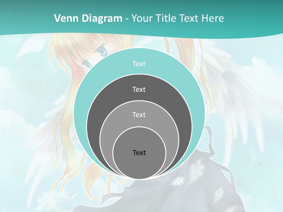 A Girl In A Blue Dress With Angel Wings PowerPoint Template