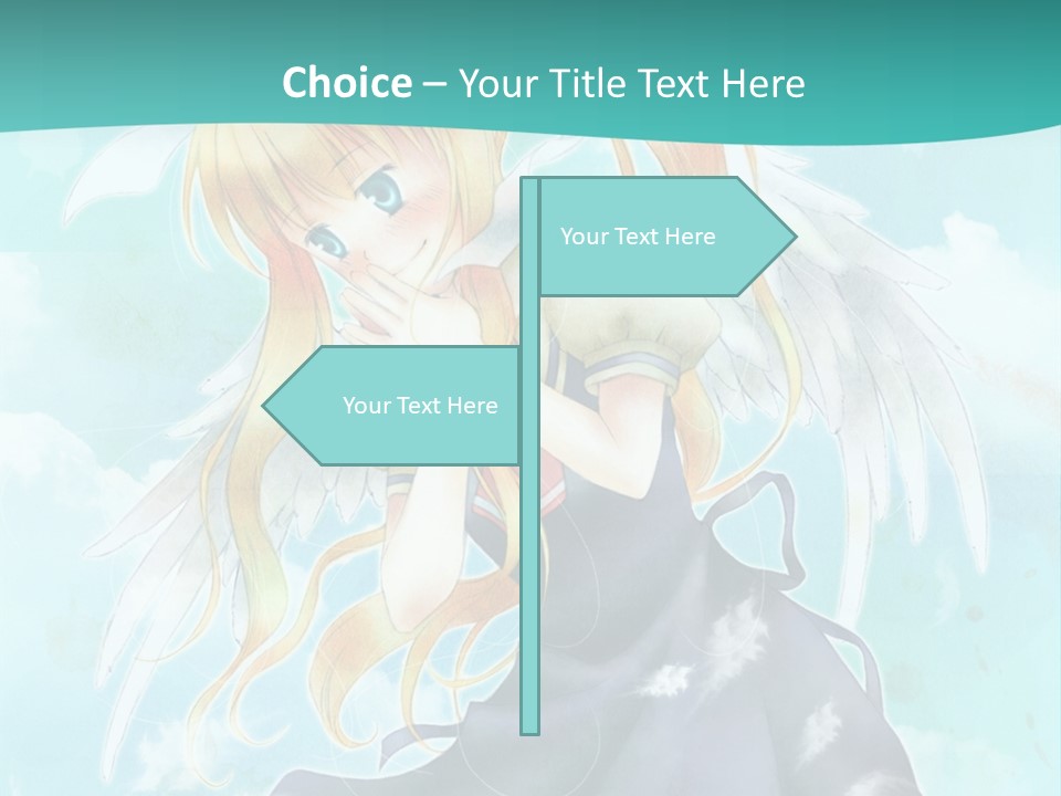 A Girl In A Blue Dress With Angel Wings PowerPoint Template