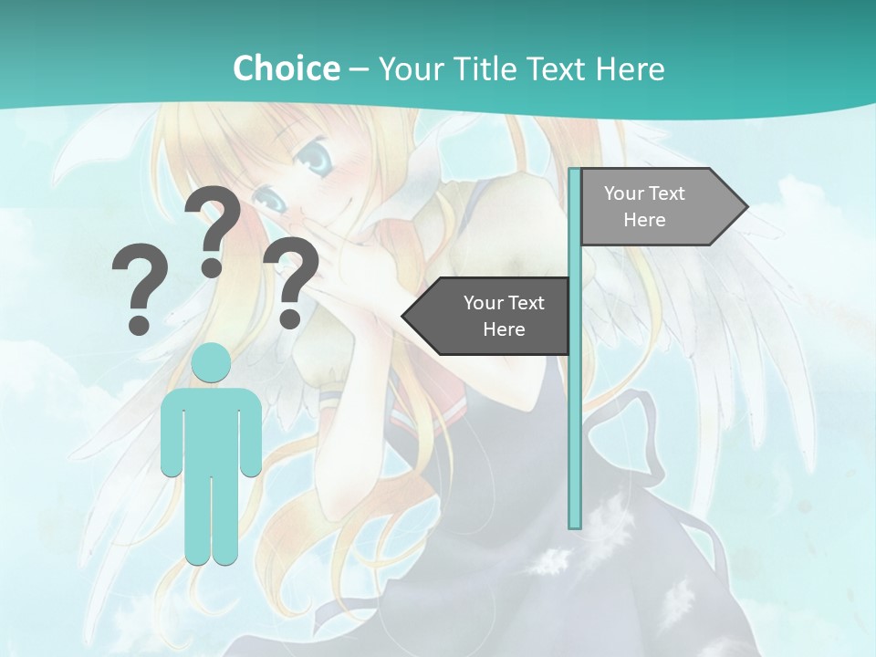 A Girl In A Blue Dress With Angel Wings PowerPoint Template