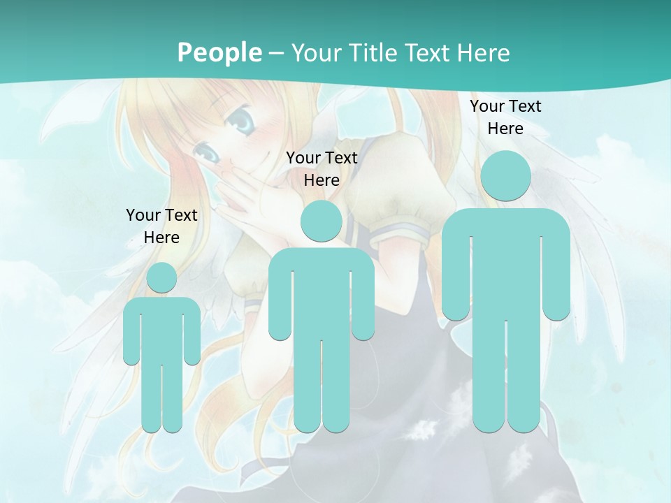 A Girl In A Blue Dress With Angel Wings PowerPoint Template