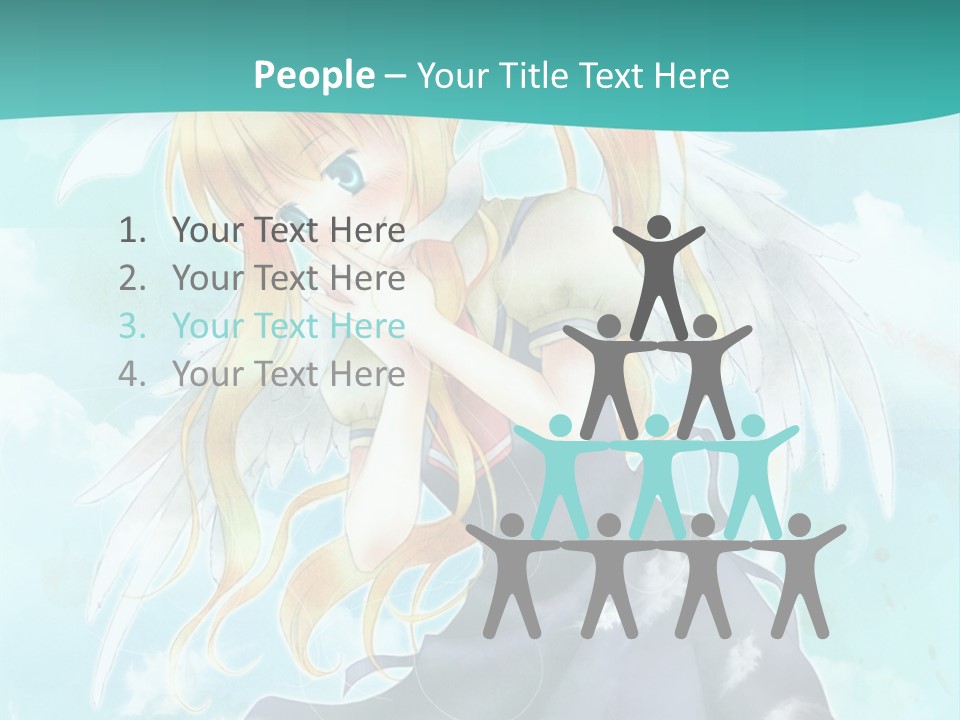 A Girl In A Blue Dress With Angel Wings PowerPoint Template