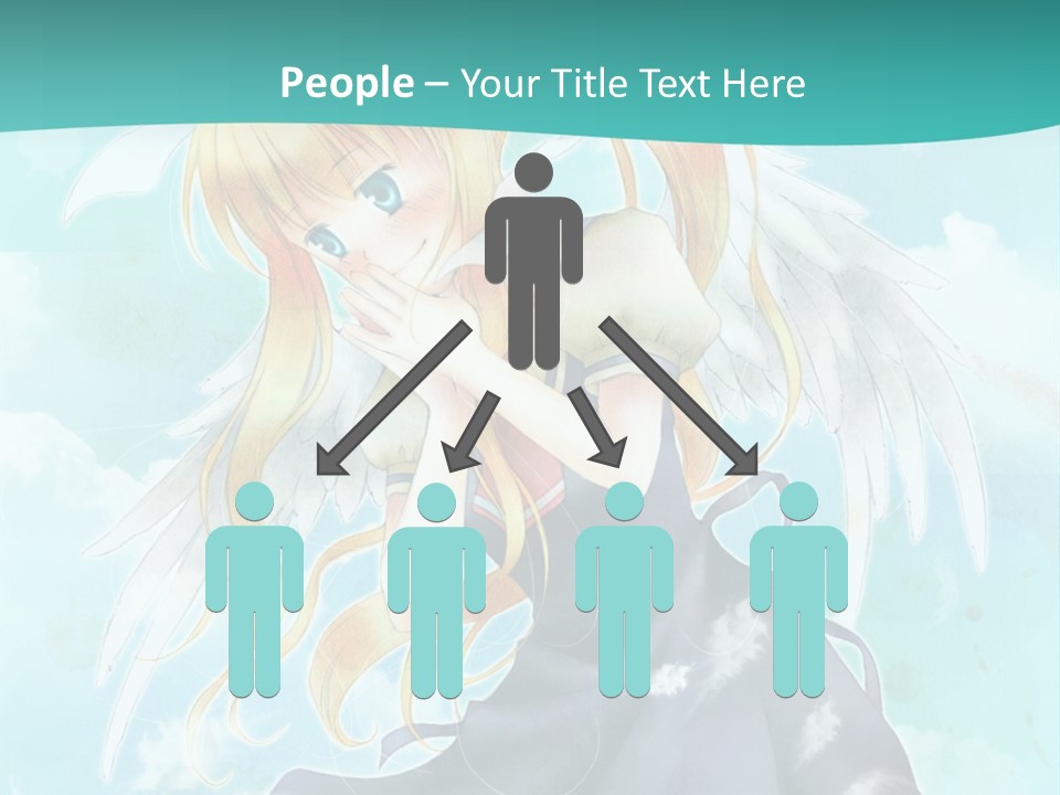 A Girl In A Blue Dress With Angel Wings PowerPoint Template