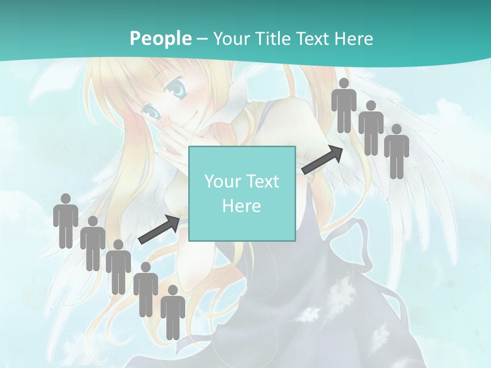 A Girl In A Blue Dress With Angel Wings PowerPoint Template