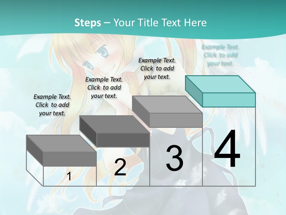 A Girl In A Blue Dress With Angel Wings PowerPoint Template