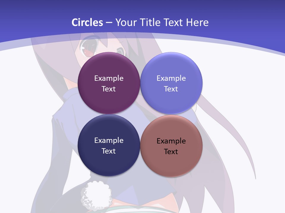 A Girl With Long Hair And A Blue Shirt Is Standing In Front Of A Purple PowerPoint Template