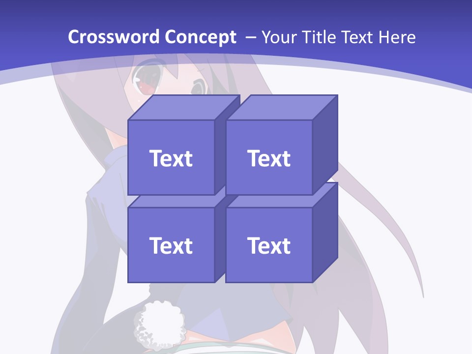 A Girl With Long Hair And A Blue Shirt Is Standing In Front Of A Purple PowerPoint Template