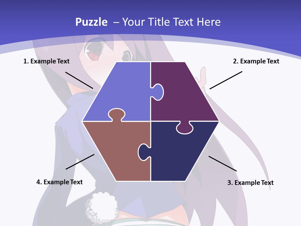 A Girl With Long Hair And A Blue Shirt Is Standing In Front Of A Purple PowerPoint Template