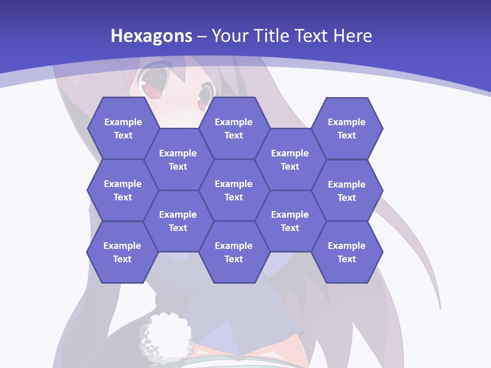 A Girl With Long Hair And A Blue Shirt Is Standing In Front Of A Purple PowerPoint Template