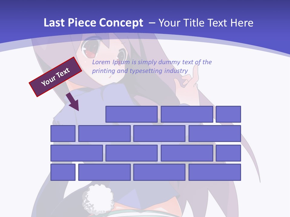 A Girl With Long Hair And A Blue Shirt Is Standing In Front Of A Purple PowerPoint Template