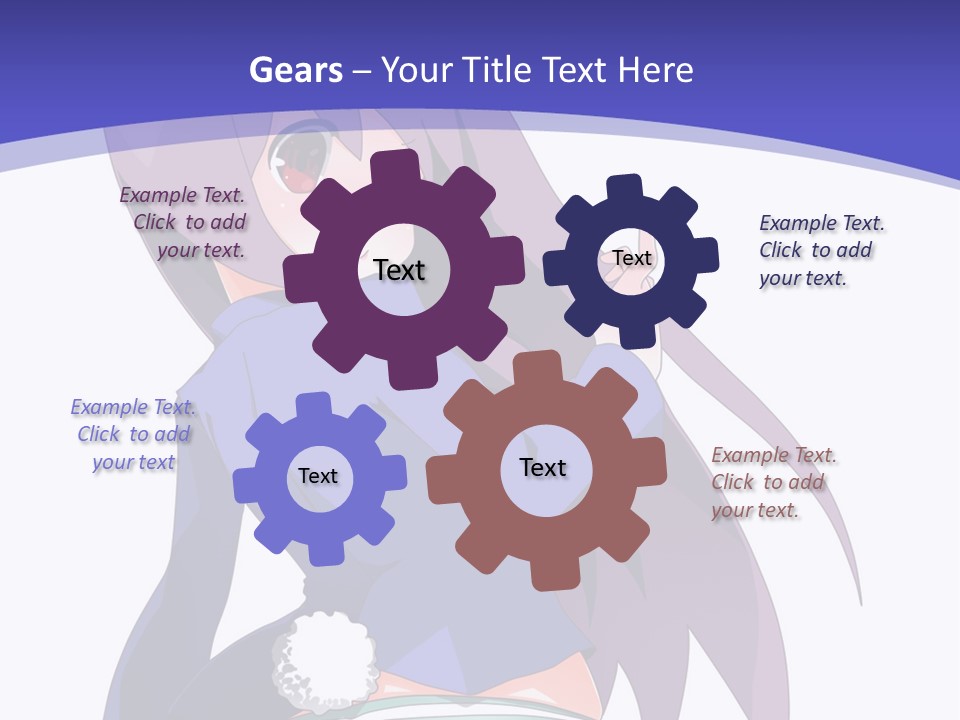 A Girl With Long Hair And A Blue Shirt Is Standing In Front Of A Purple PowerPoint Template