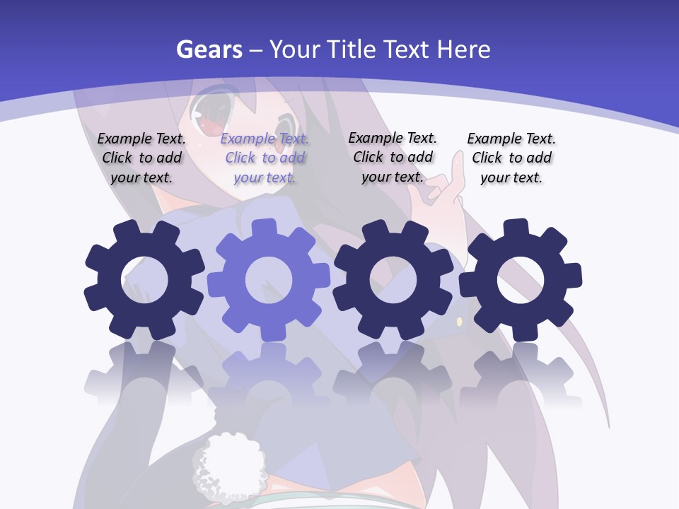 A Girl With Long Hair And A Blue Shirt Is Standing In Front Of A Purple PowerPoint Template