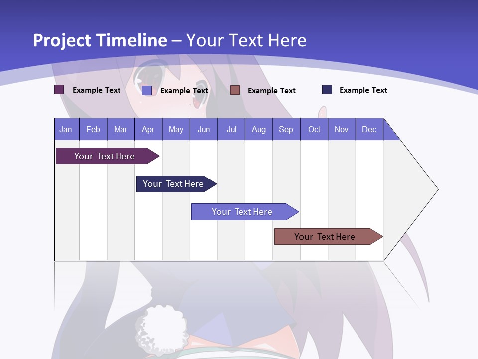 A Girl With Long Hair And A Blue Shirt Is Standing In Front Of A Purple PowerPoint Template