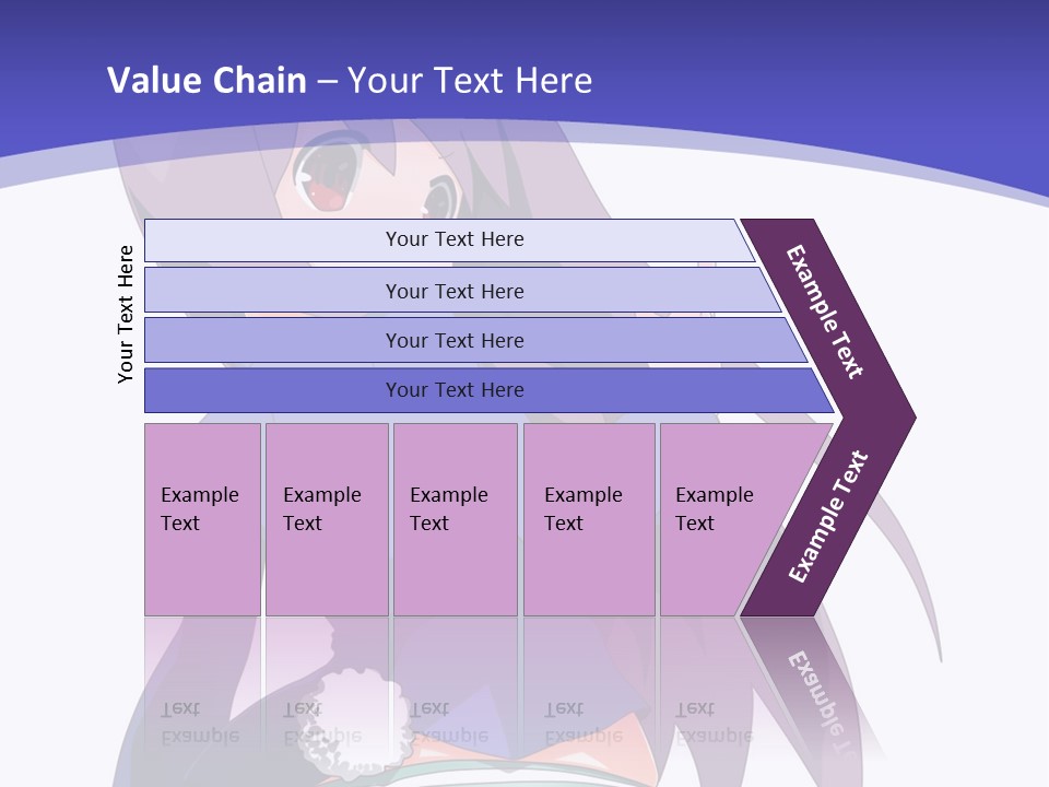 A Girl With Long Hair And A Blue Shirt Is Standing In Front Of A Purple PowerPoint Template