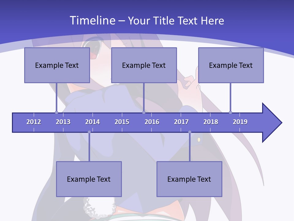 A Girl With Long Hair And A Blue Shirt Is Standing In Front Of A Purple PowerPoint Template