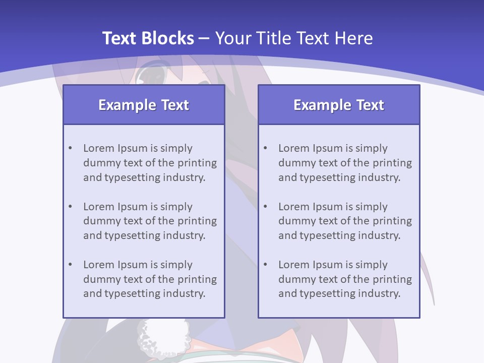 A Girl With Long Hair And A Blue Shirt Is Standing In Front Of A Purple PowerPoint Template