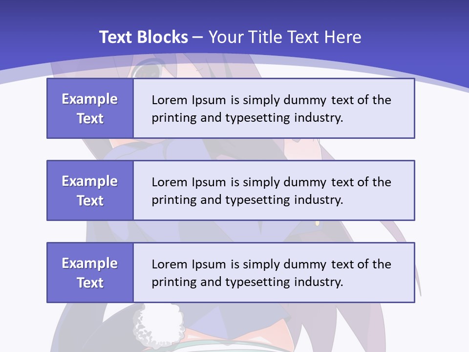 A Girl With Long Hair And A Blue Shirt Is Standing In Front Of A Purple PowerPoint Template