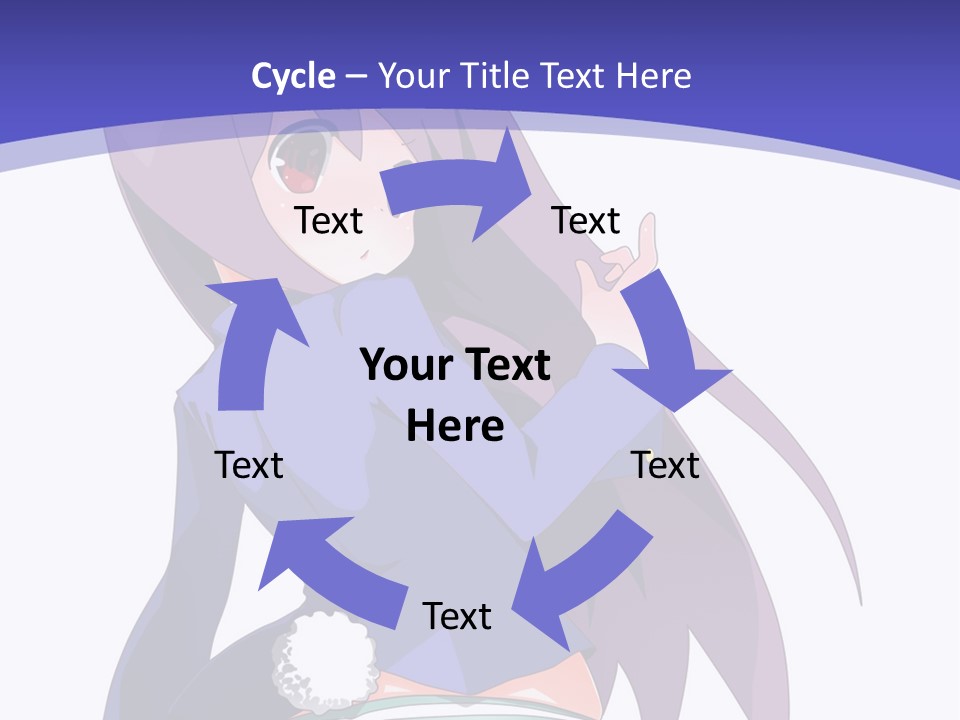 A Girl With Long Hair And A Blue Shirt Is Standing In Front Of A Purple PowerPoint Template