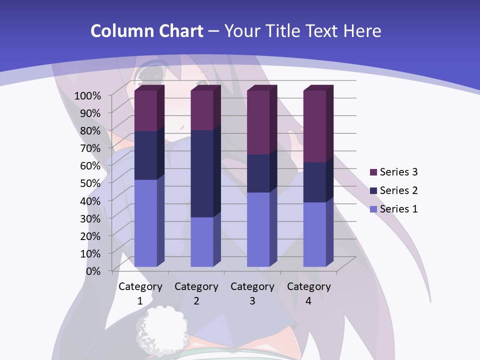 A Girl With Long Hair And A Blue Shirt Is Standing In Front Of A Purple PowerPoint Template