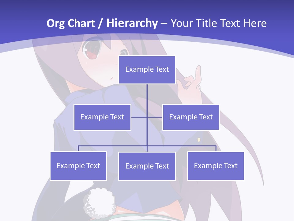 A Girl With Long Hair And A Blue Shirt Is Standing In Front Of A Purple PowerPoint Template