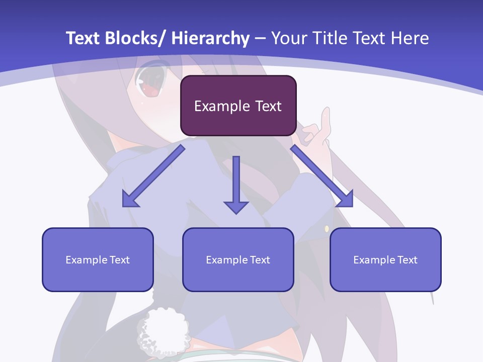 A Girl With Long Hair And A Blue Shirt Is Standing In Front Of A Purple PowerPoint Template