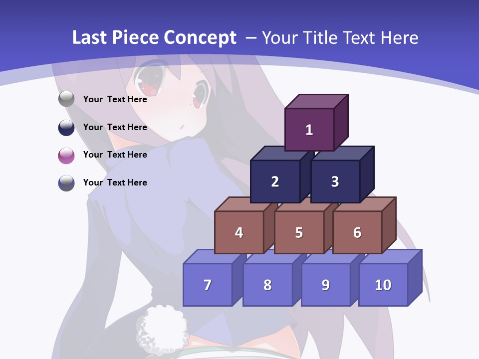 A Girl With Long Hair And A Blue Shirt Is Standing In Front Of A Purple PowerPoint Template