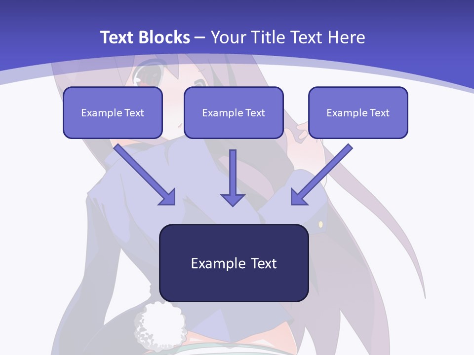 A Girl With Long Hair And A Blue Shirt Is Standing In Front Of A Purple PowerPoint Template