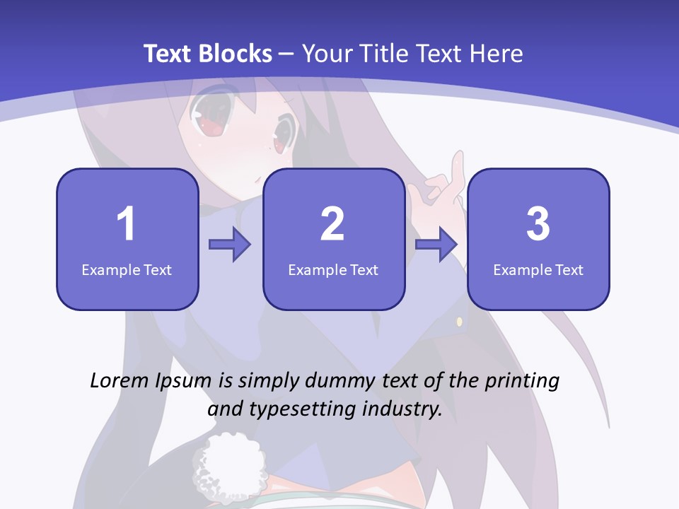 A Girl With Long Hair And A Blue Shirt Is Standing In Front Of A Purple PowerPoint Template