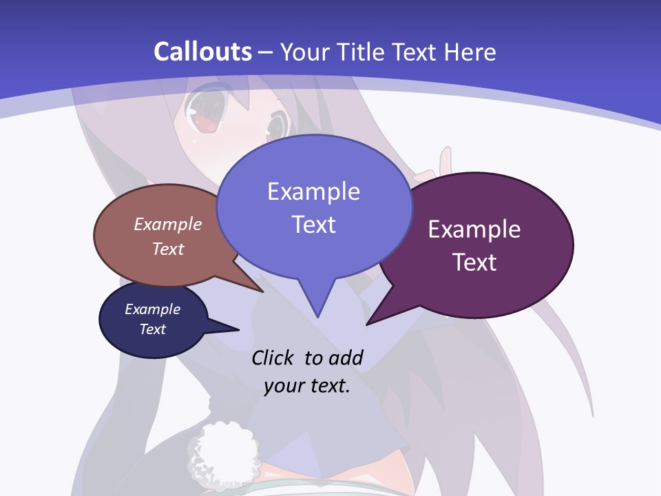 A Girl With Long Hair And A Blue Shirt Is Standing In Front Of A Purple PowerPoint Template