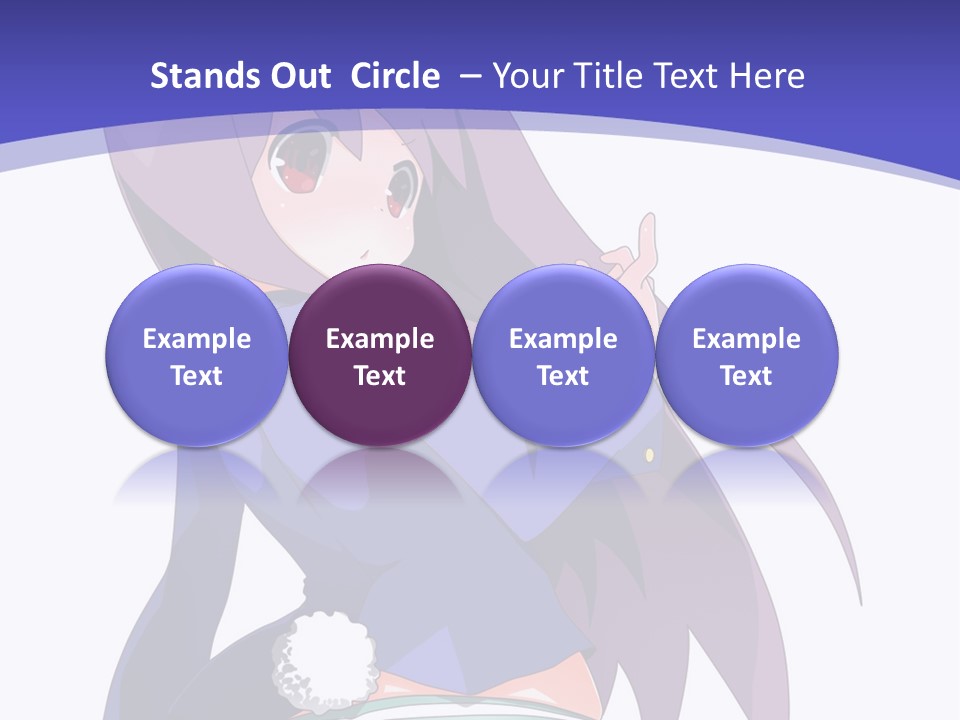 A Girl With Long Hair And A Blue Shirt Is Standing In Front Of A Purple PowerPoint Template