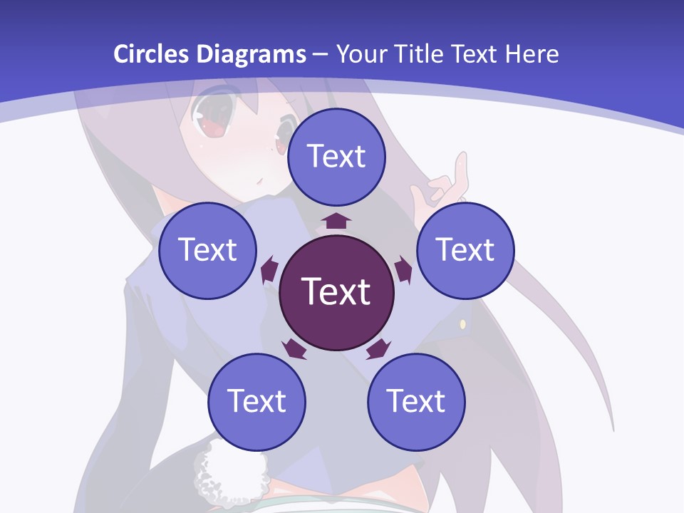 A Girl With Long Hair And A Blue Shirt Is Standing In Front Of A Purple PowerPoint Template