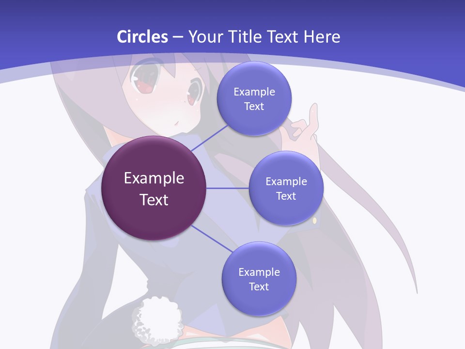 A Girl With Long Hair And A Blue Shirt Is Standing In Front Of A Purple PowerPoint Template