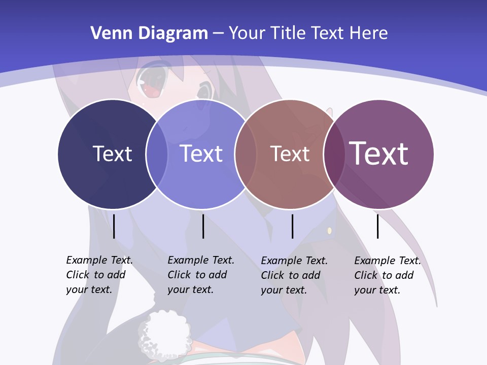 A Girl With Long Hair And A Blue Shirt Is Standing In Front Of A Purple PowerPoint Template