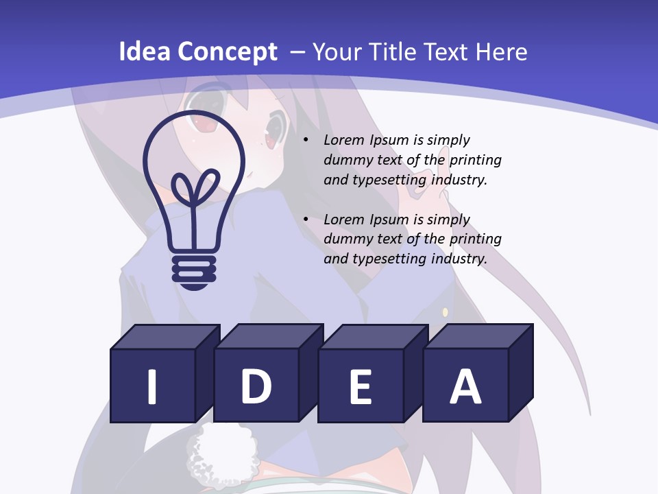 A Girl With Long Hair And A Blue Shirt Is Standing In Front Of A Purple PowerPoint Template