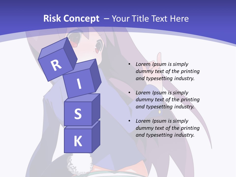 A Girl With Long Hair And A Blue Shirt Is Standing In Front Of A Purple PowerPoint Template