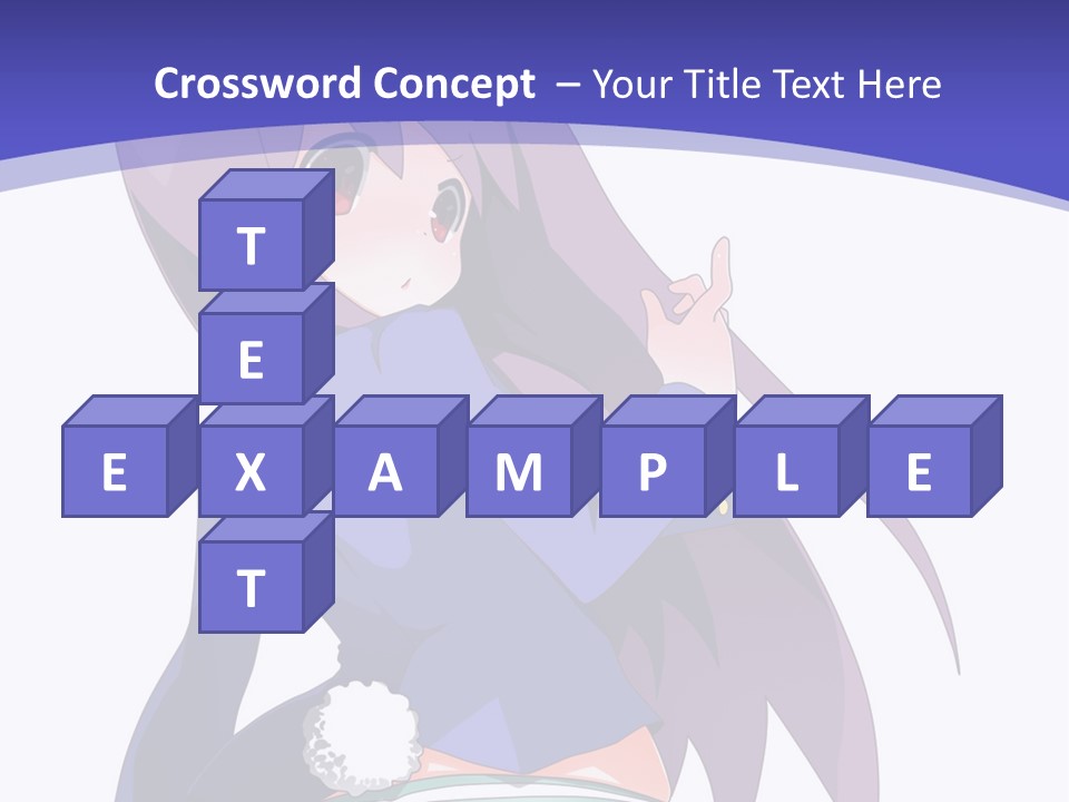 A Girl With Long Hair And A Blue Shirt Is Standing In Front Of A Purple PowerPoint Template