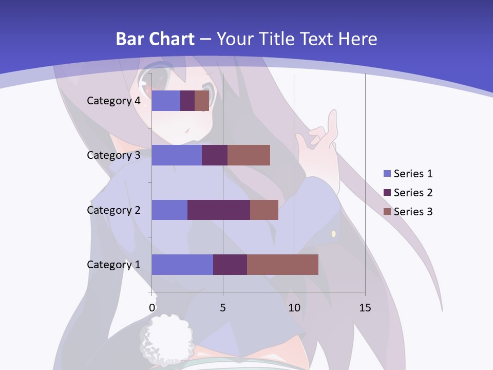 A Girl With Long Hair And A Blue Shirt Is Standing In Front Of A Purple PowerPoint Template